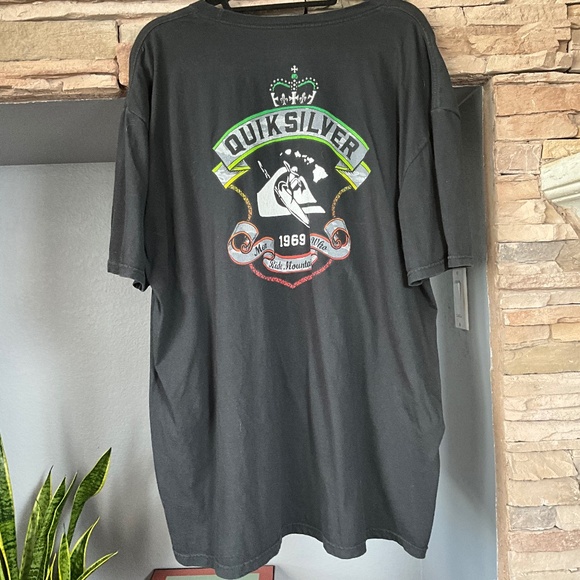 VTG 90s Quiksilver MWRM Graphic T-Shirt Surf Snowboard Skater Beach Black XXL - Picture 1 of 8